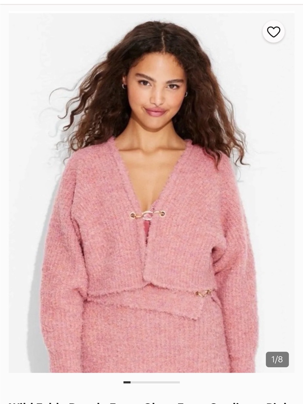 wild fable Blush Pink Textured V‑Neck Toggle Cardigan & Skirt SET